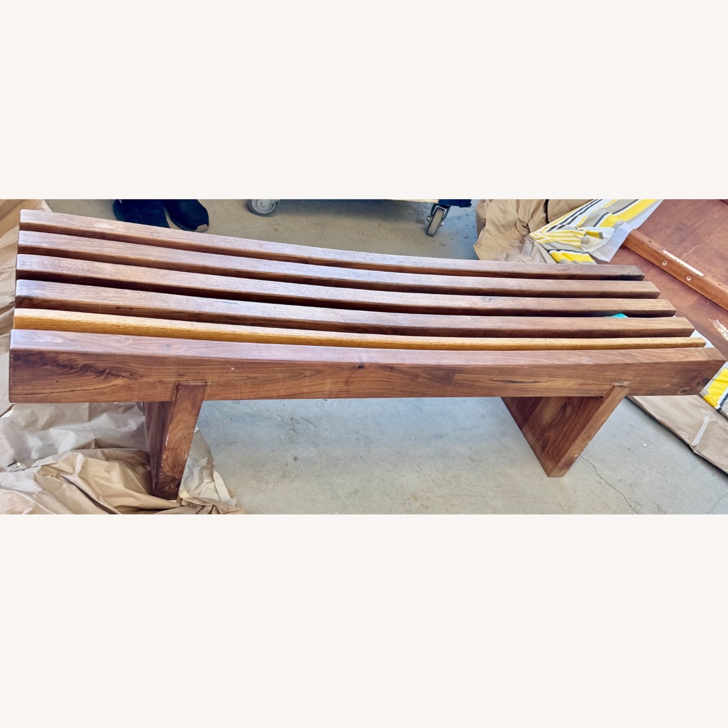 George Nelson Dark Brown Wood Bench - image-2