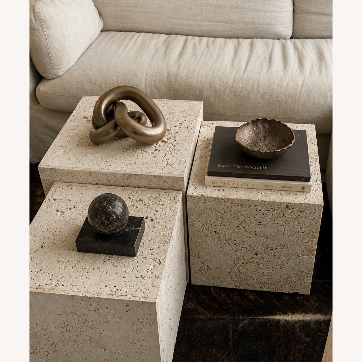 Artium Deus Travertine Coffee Table - image-3