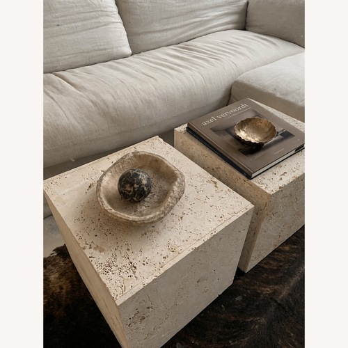 Used Artium Deus Travertine Coffee Table for sale on AptDeco