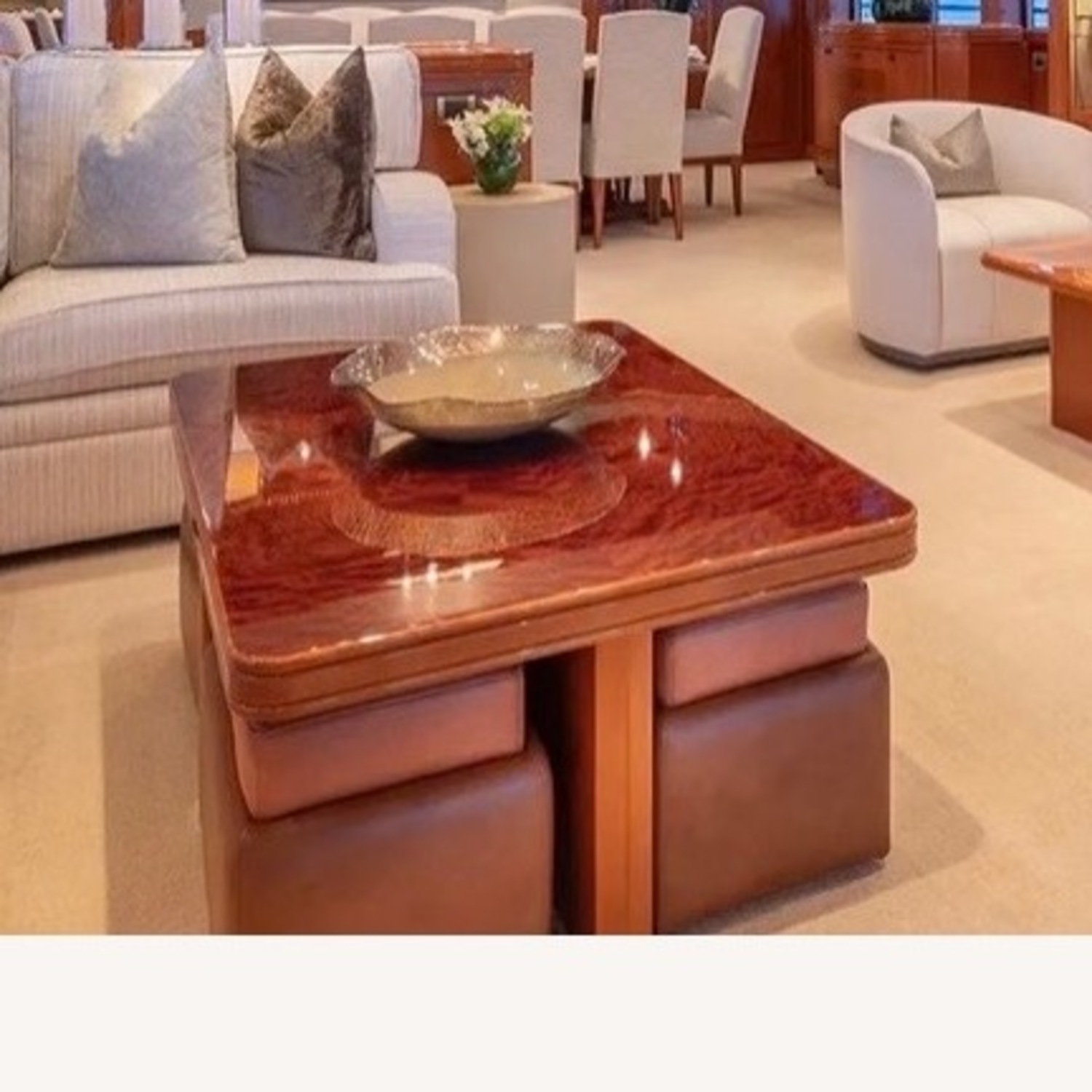 Luxury High-Gloss Burl Wood Yacht Coffee Table - image-2