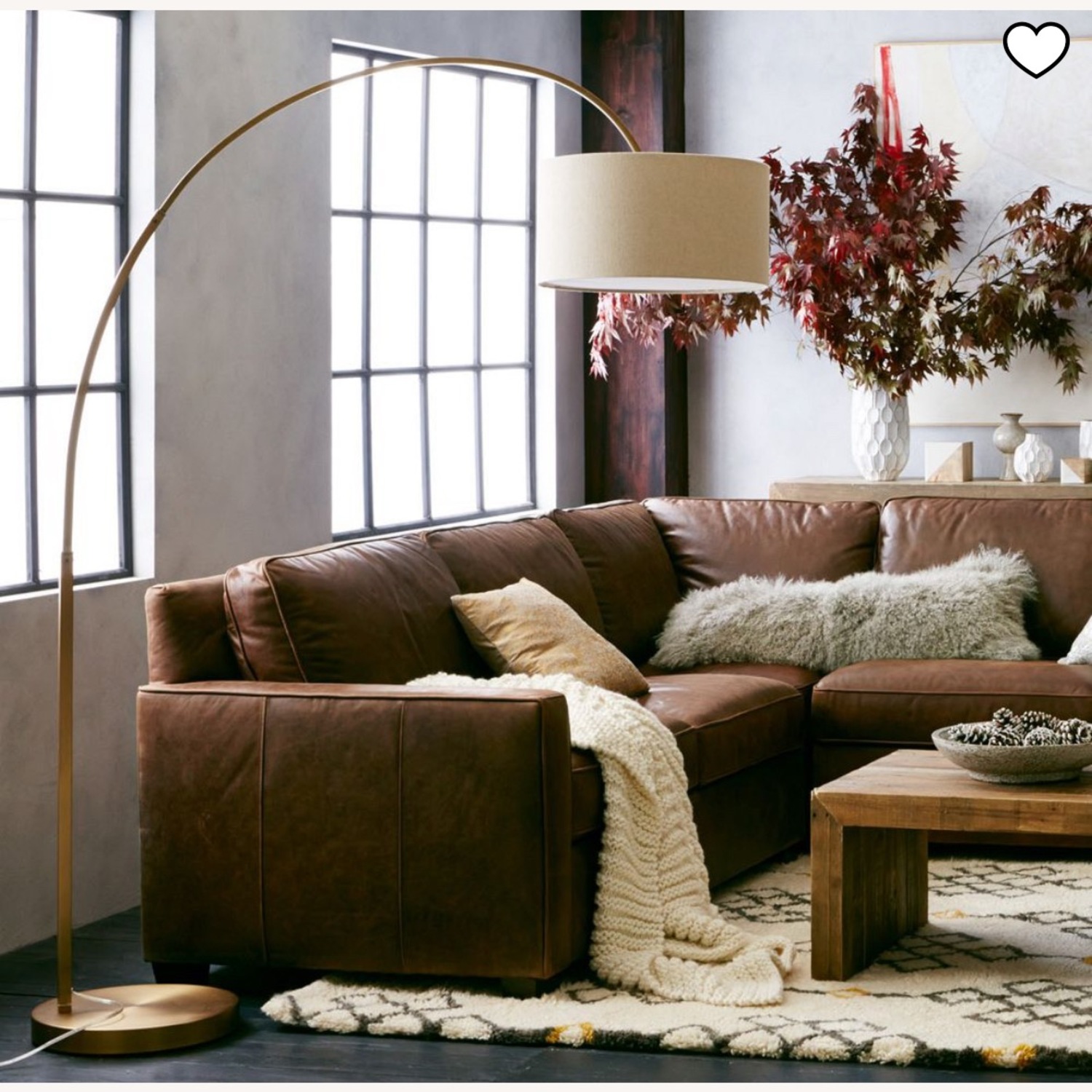 West Elm Overarching Linen Shade Floor Lamp - image-2