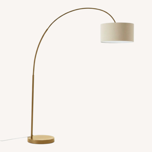 Used West Elm Overarching Linen Shade Floor Lamp for sale on AptDeco