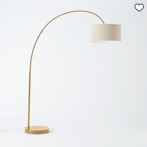 Used West Elm Overarching Linen Shade Floor Lamp for sale on AptDeco