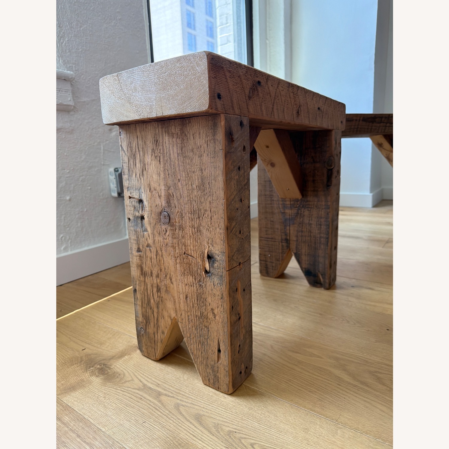 Vintage/Antique Rustic Modern Natural Wood Bench - image-3