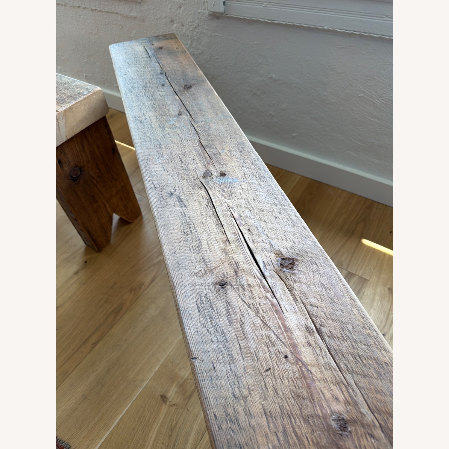 Vintage/Antique Rustic Modern Natural Wood Bench - image-4