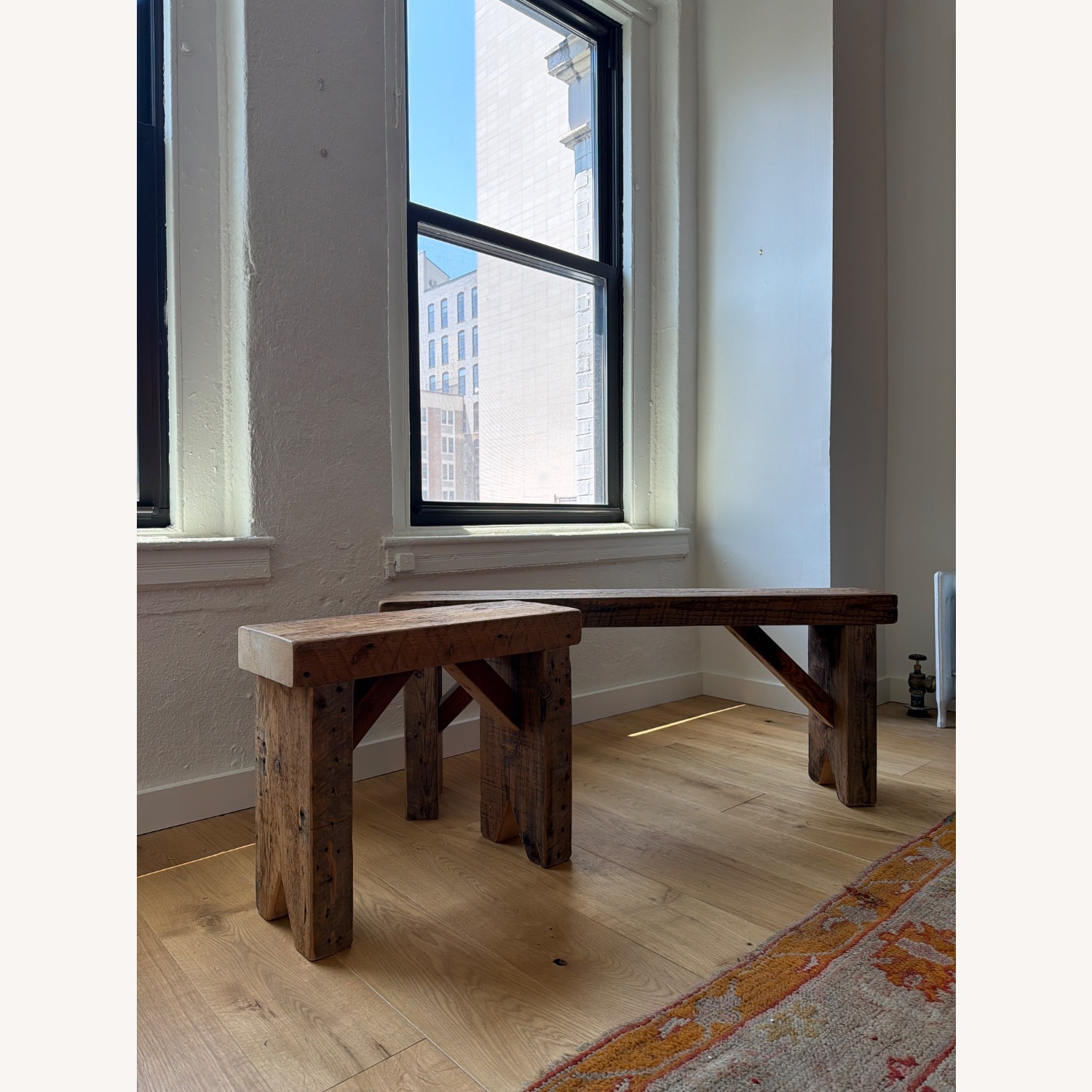 Vintage/Antique Rustic Modern Natural Wood Bench - image-2