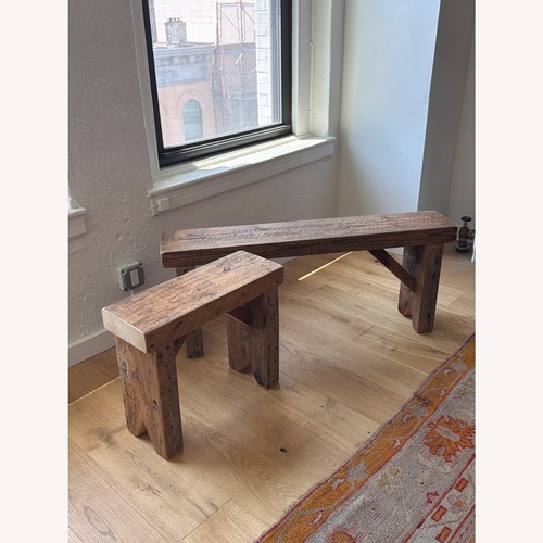 Used Vintage/Antique Rustic Modern Natural Wood Bench for sale on AptDeco