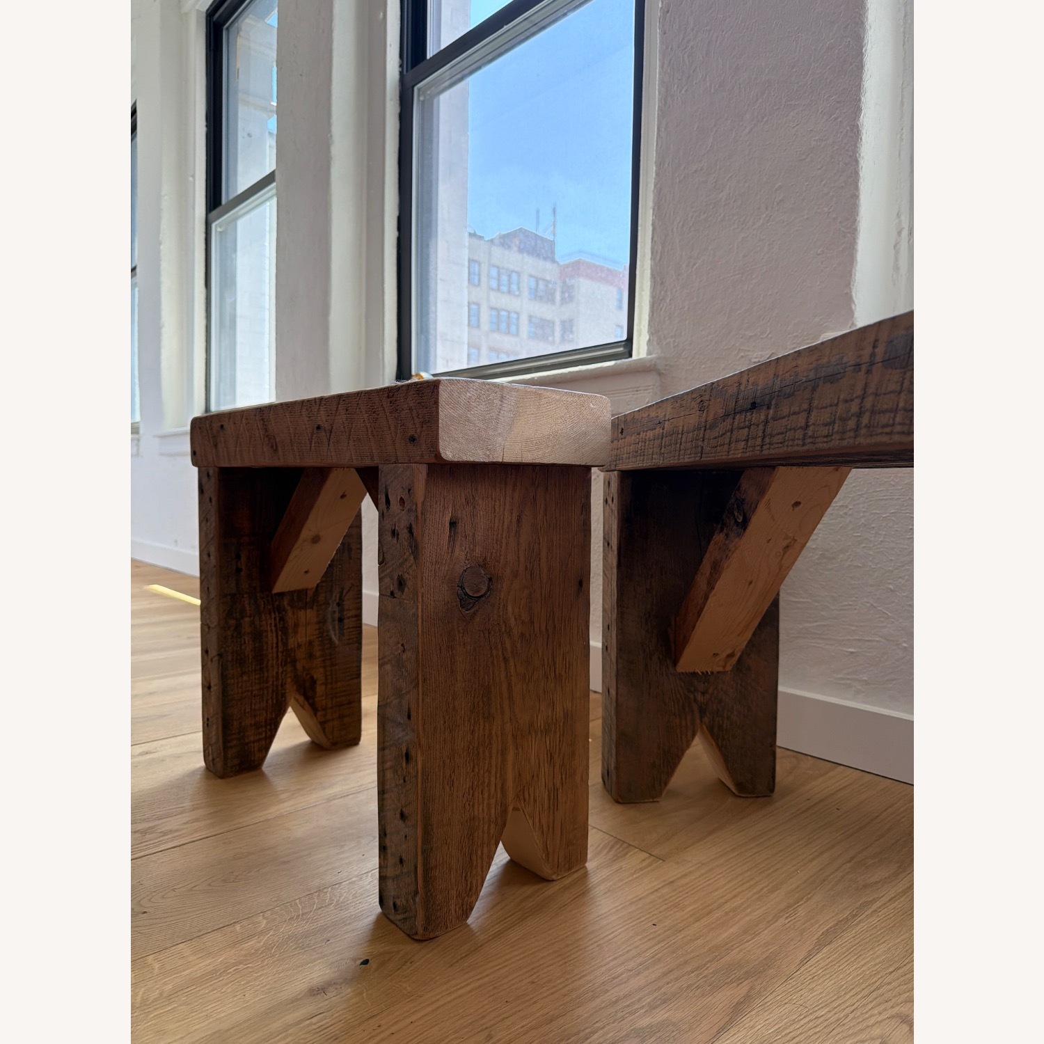 Vintage/Antique Rustic Modern Natural Wood Bench - image-6
