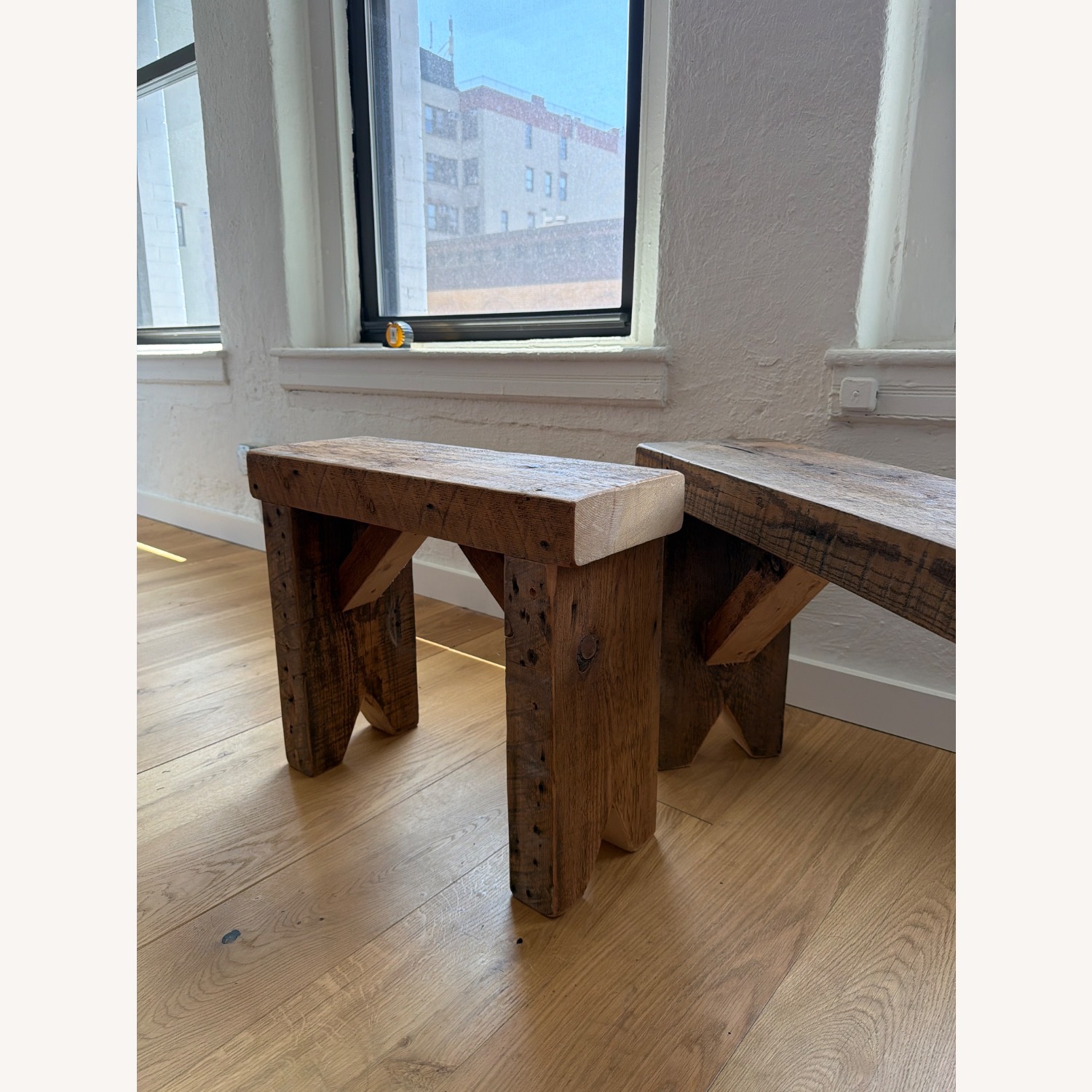 Vintage/Antique Rustic Modern Natural Wood Bench - image-5