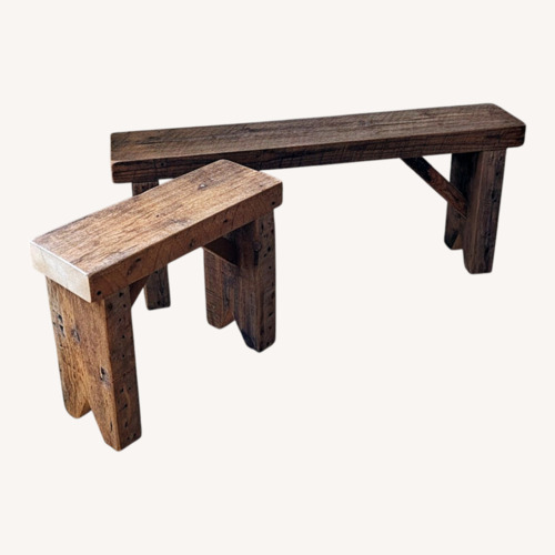 Used Vintage/Antique Rustic Modern Natural Wood Bench for sale on AptDeco