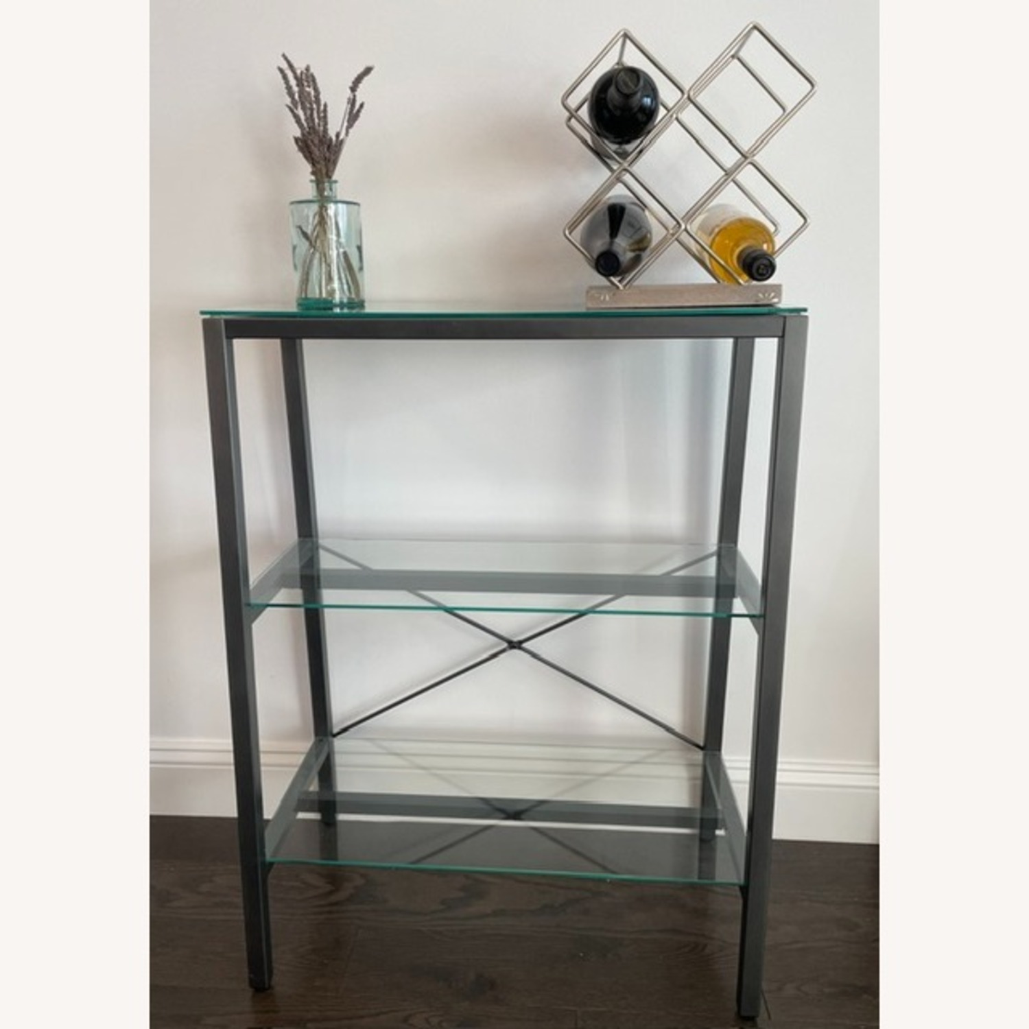 Modern Metal & Glass 3-Shelf Console / Bar Table - image-1
