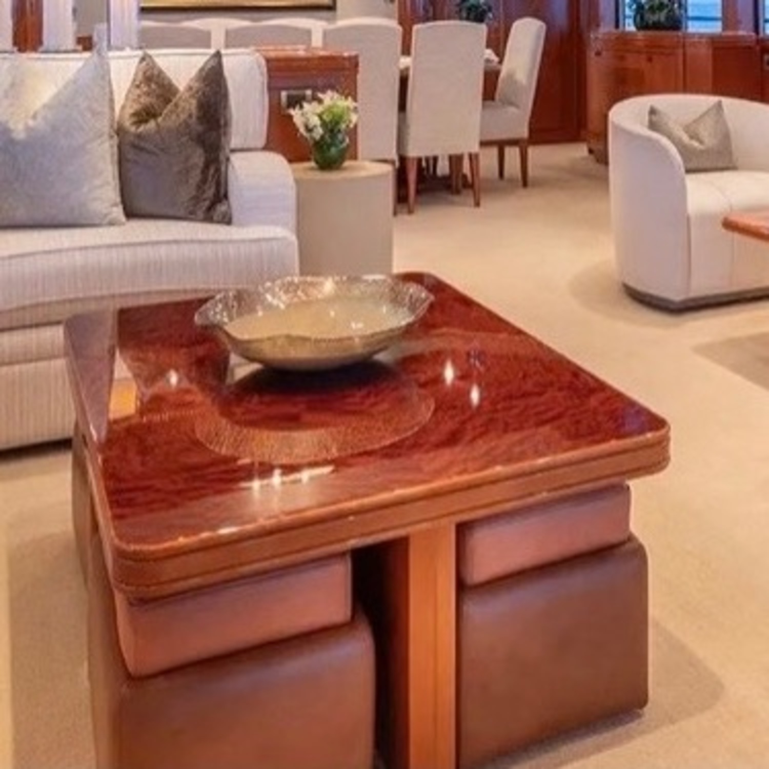 Luxury Custom Leather Yacht Ottoman - image-4