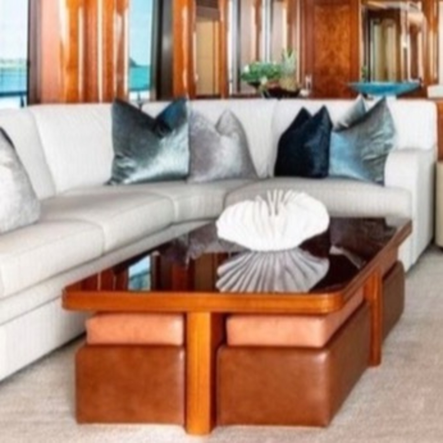 Luxury Custom Leather Yacht Ottoman - image-3