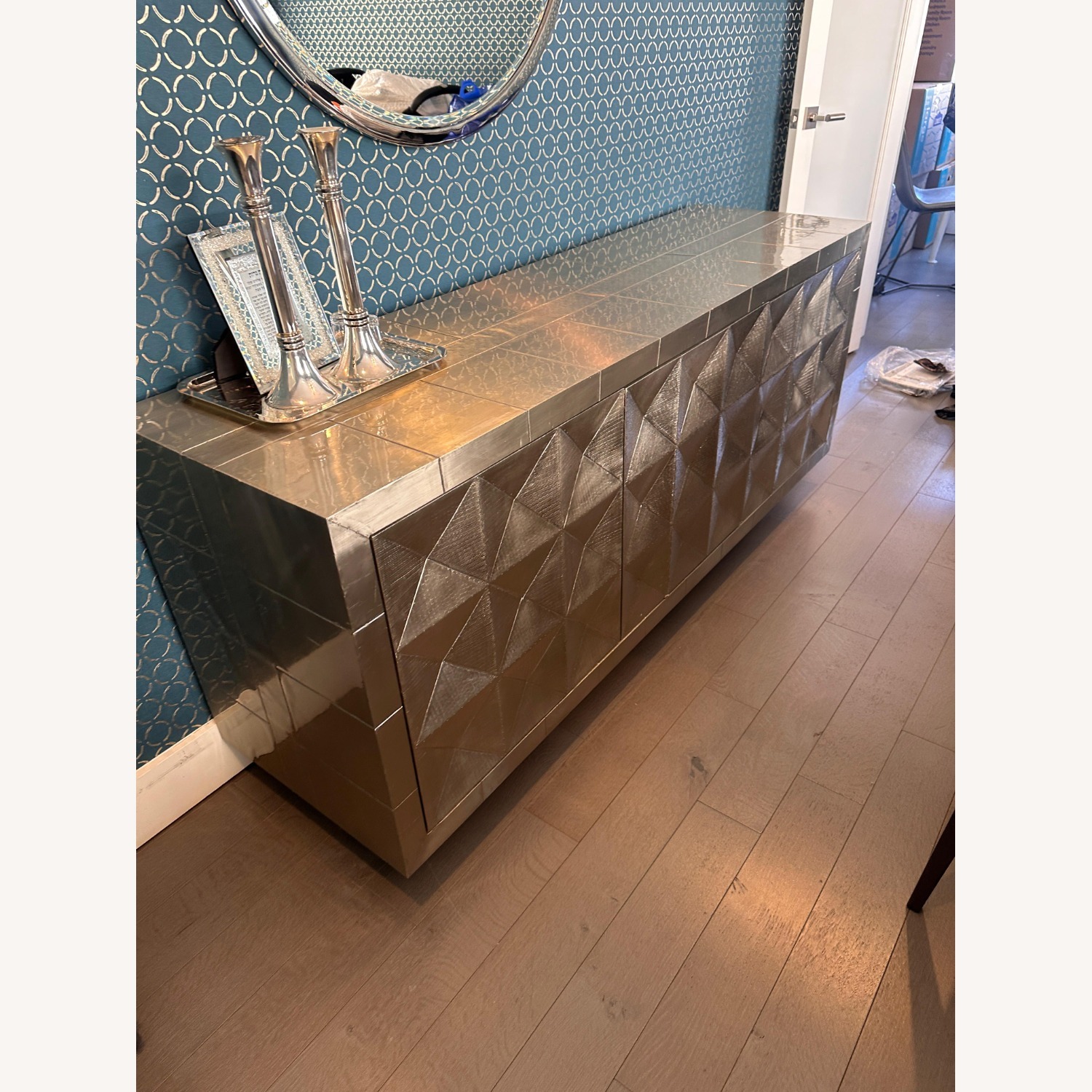Jonathan Adler talitha 70 inch credenza in nickel - image-1