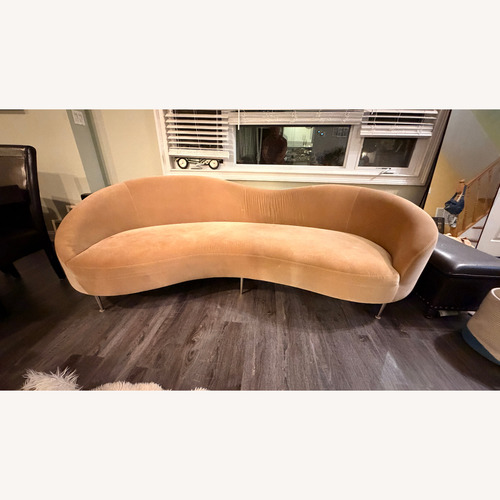 Used CB2 Curvo 96.5" Camel Velvet Sofa by Goop for sale on AptDeco