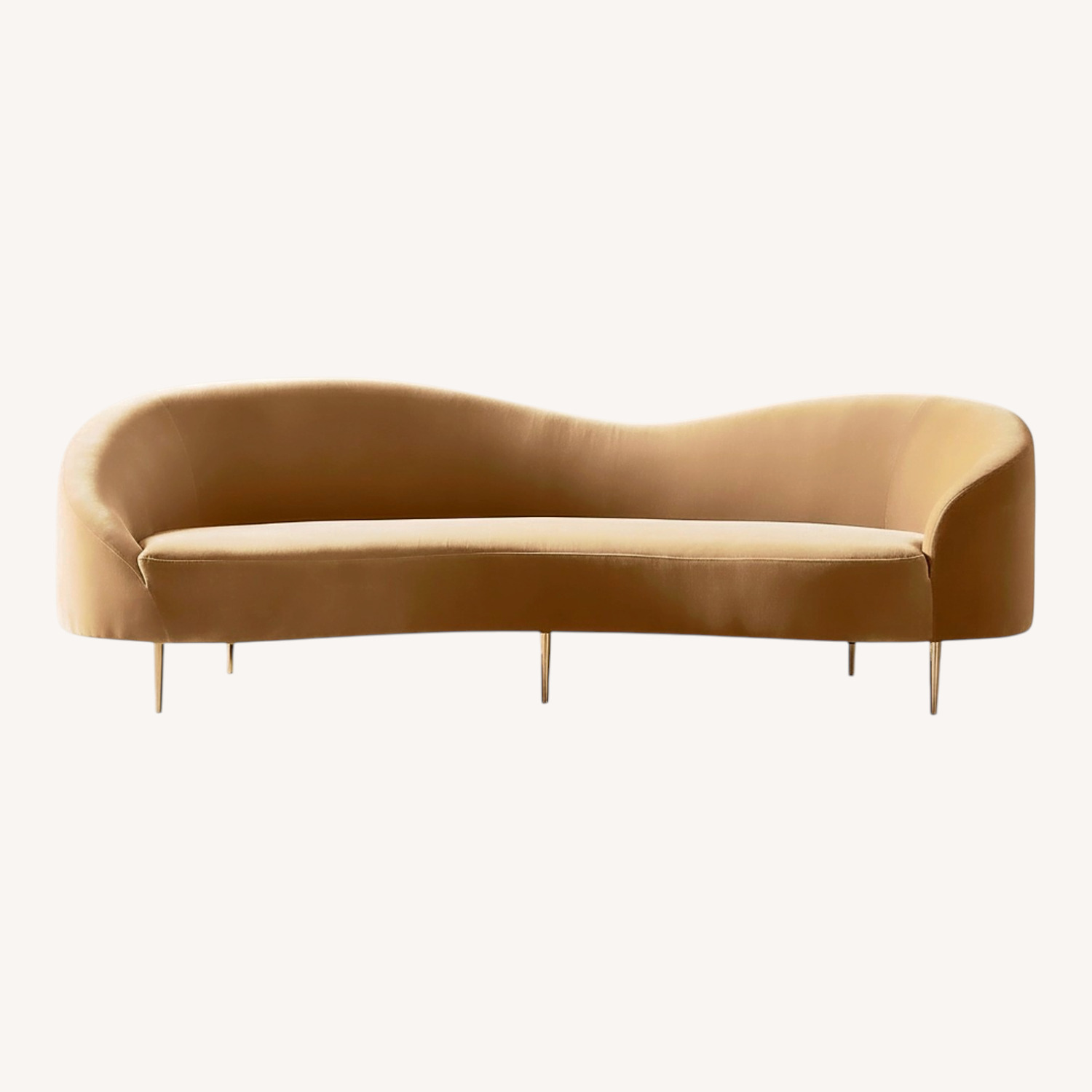 CB2 Curvo 96.5" Camel Velvet Sofa by Goop - image-0