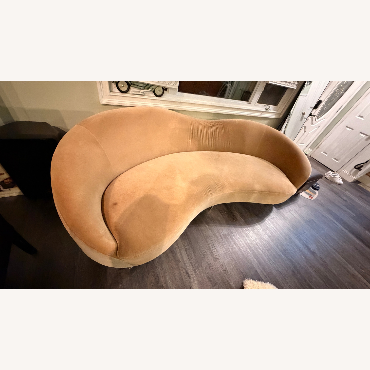 CB2 Curvo 96.5" Camel Velvet Sofa by Goop - image-3