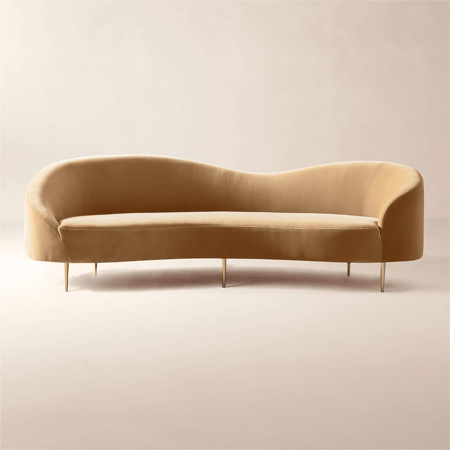 CB2 Curvo 96.5" Camel Velvet Sofa by Goop - image-6
