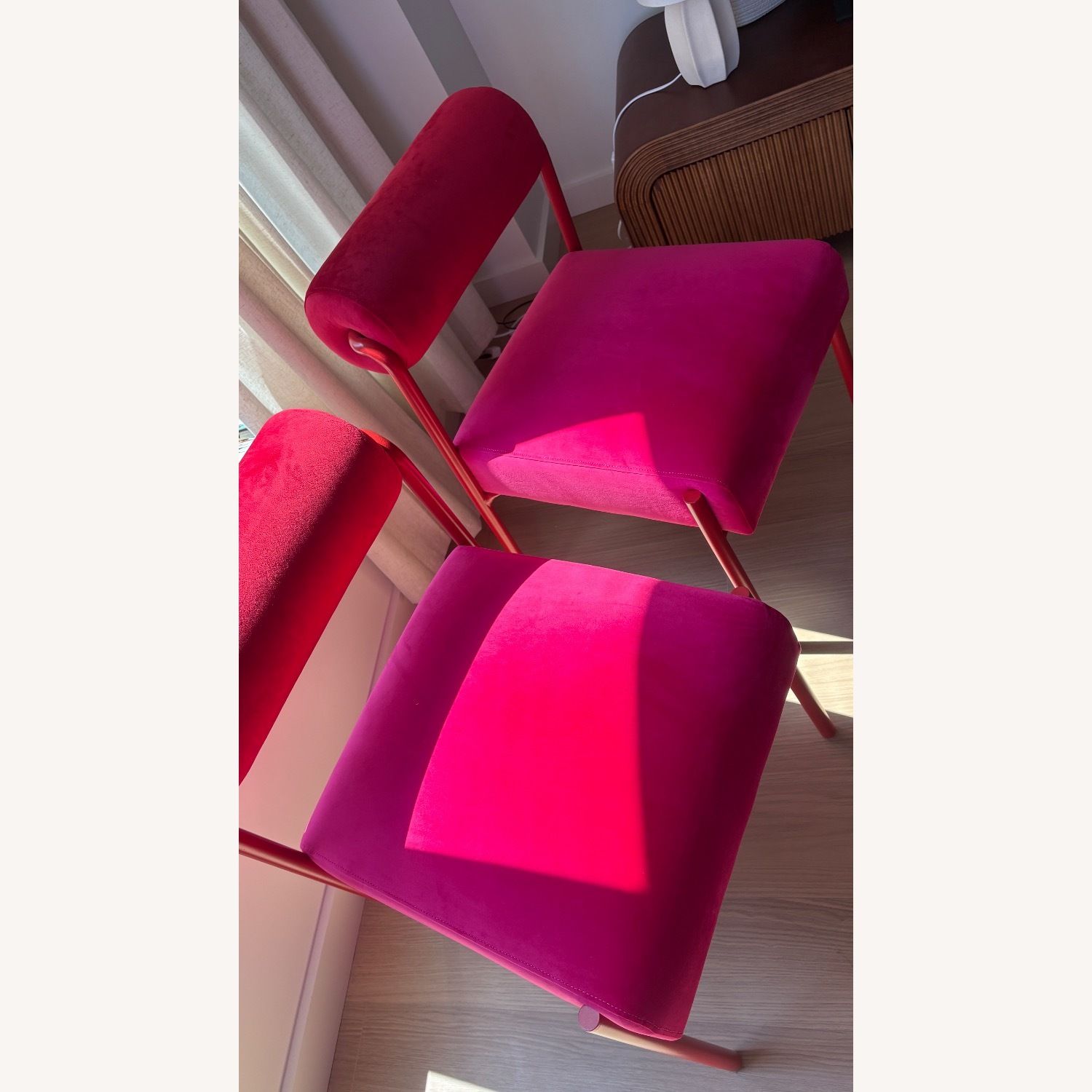 TOV Furniture Jolene Pink Velvet Dining Chairs - image-4