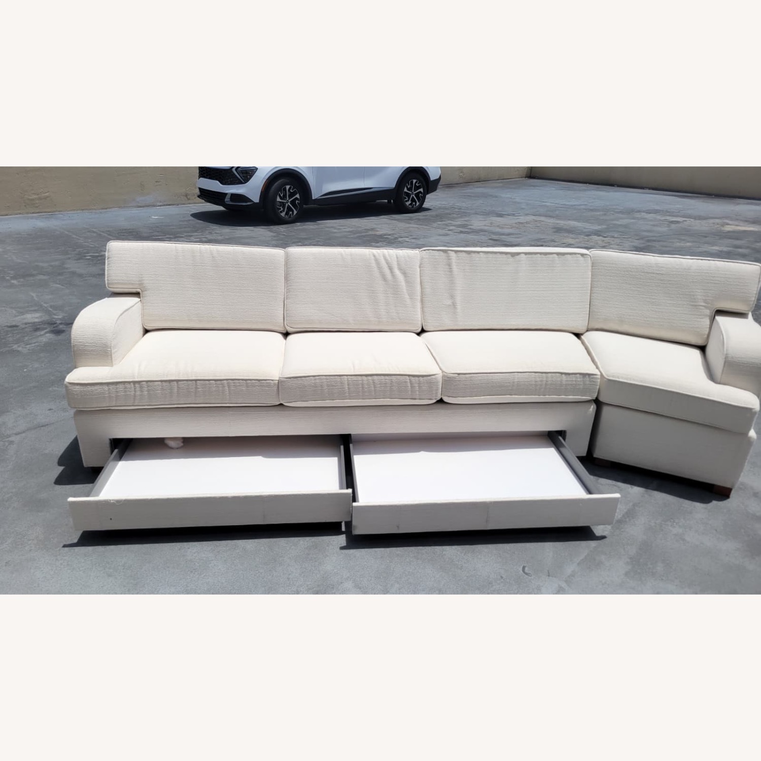 Custom Yacht White Fabric 3+ Seater Sofa - image-6