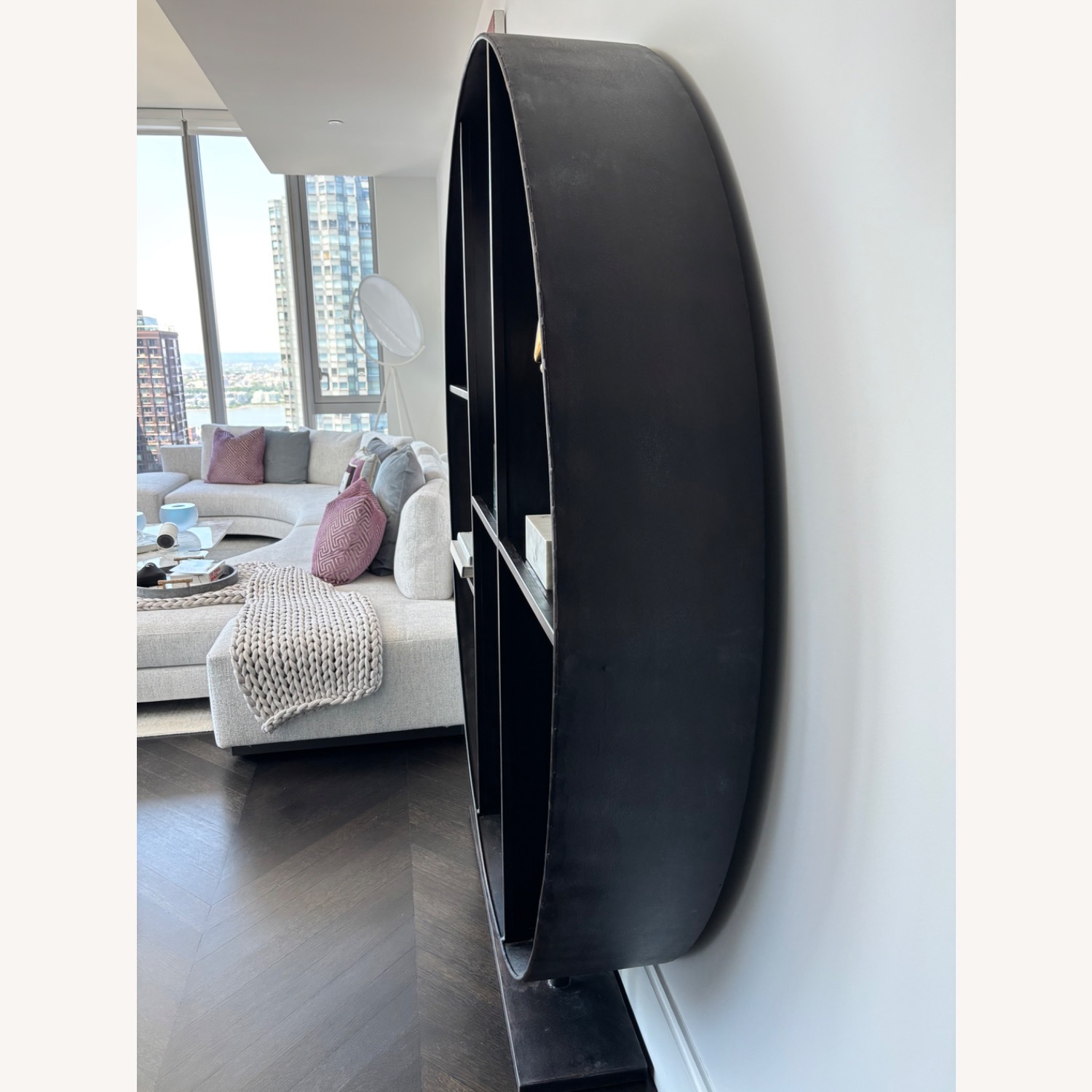 Round Black Iron Bookcase - image-3