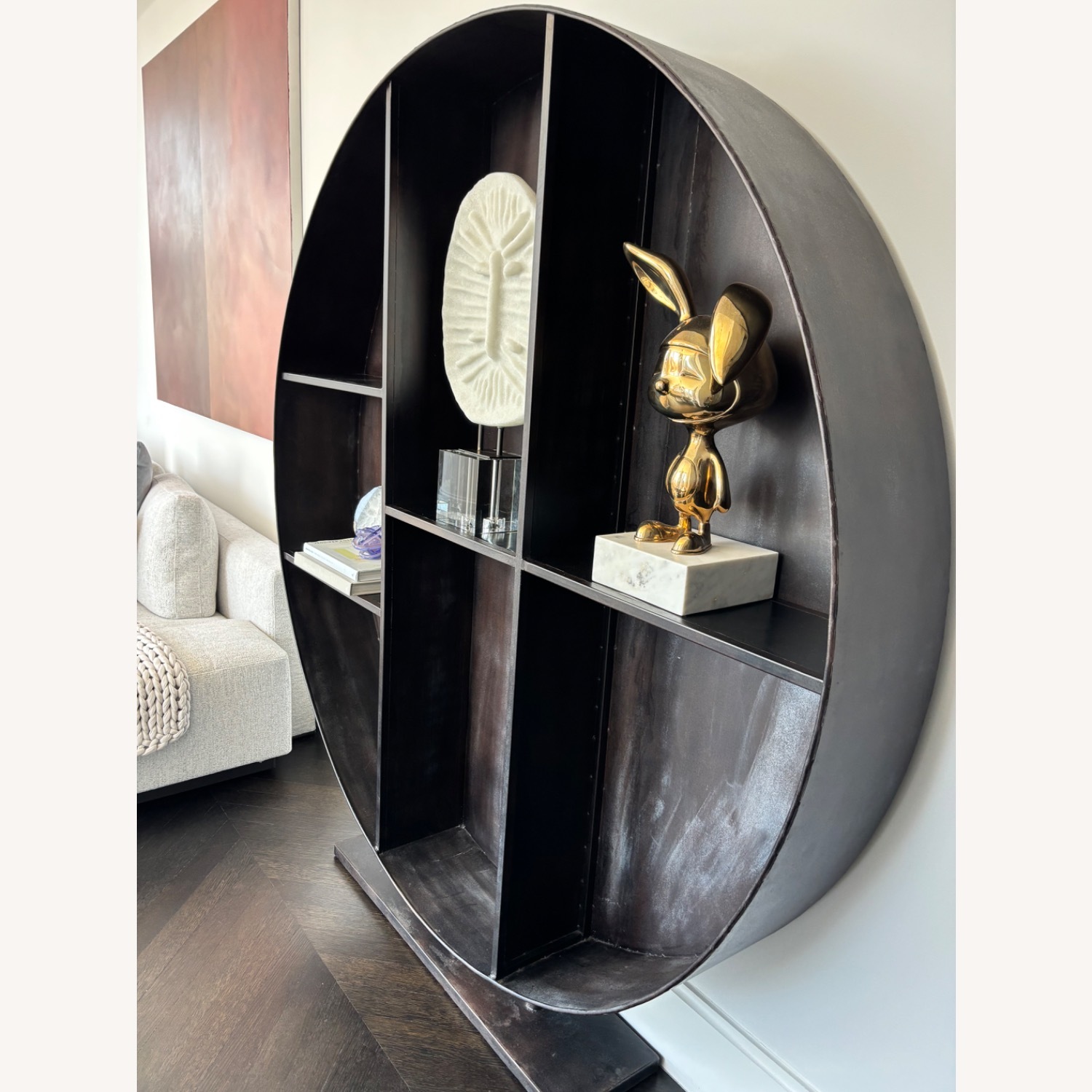 Round Black Iron Bookcase - image-2