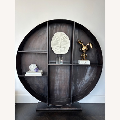 Used Round Black Iron Bookcase for sale on AptDeco