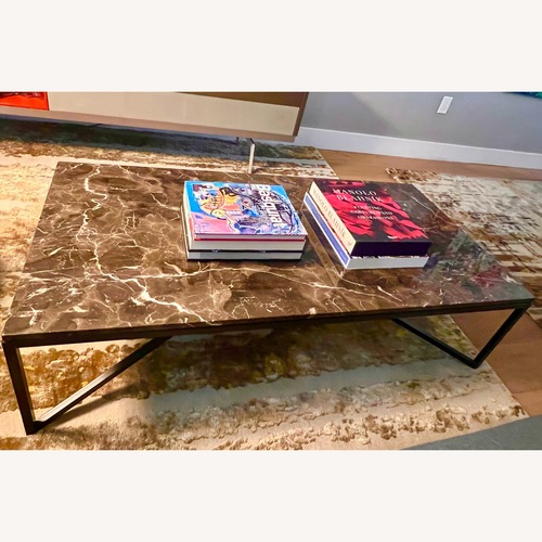 Used Natuzzi Dark Titano Central Brown Marble Coffee Table for sale on AptDeco