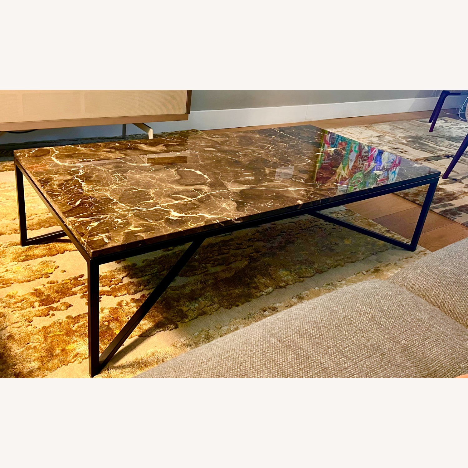 Natuzzi Dark Titano Central Brown Marble Coffee Table - image-2