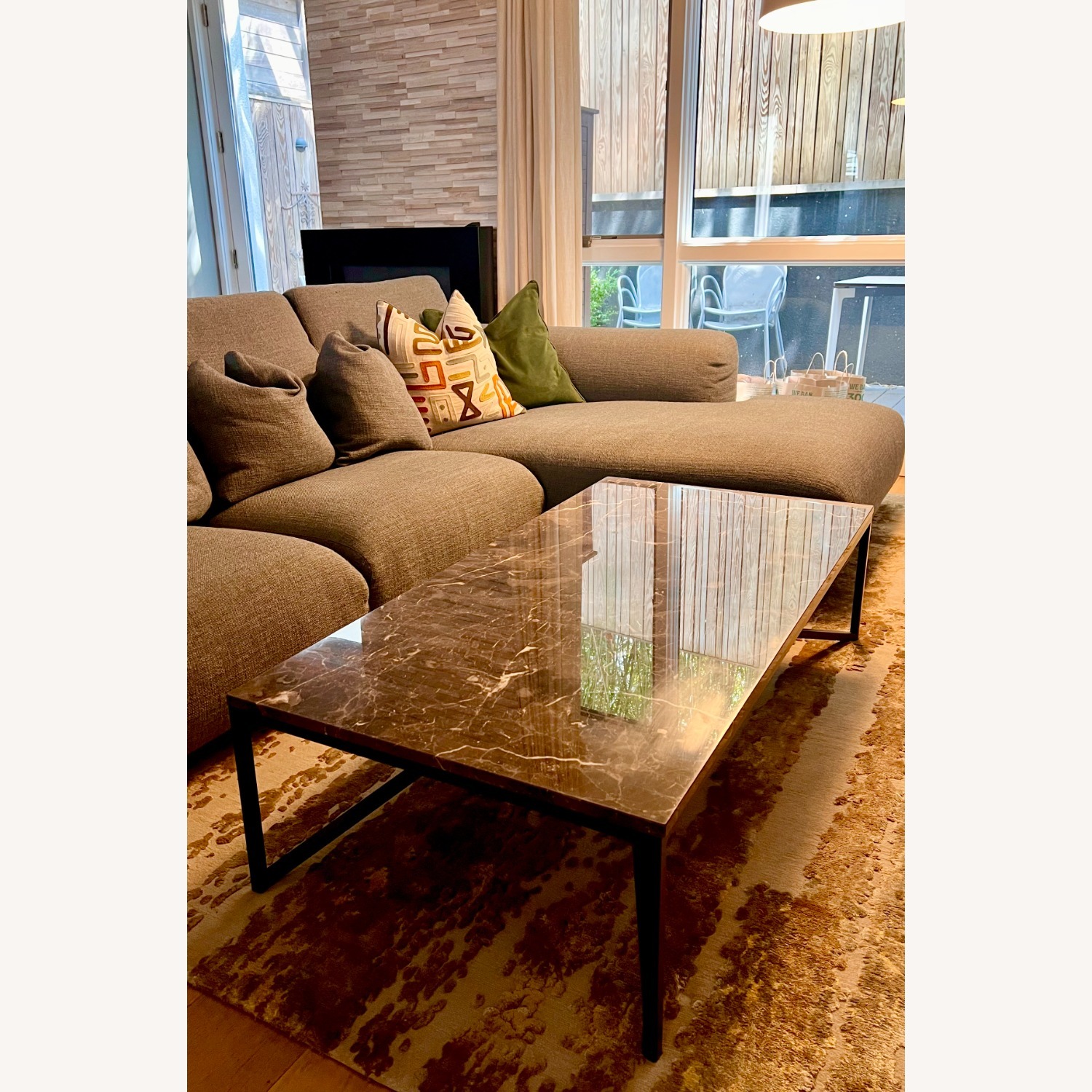 Natuzzi Dark Titano Central Brown Marble Coffee Table - image-6