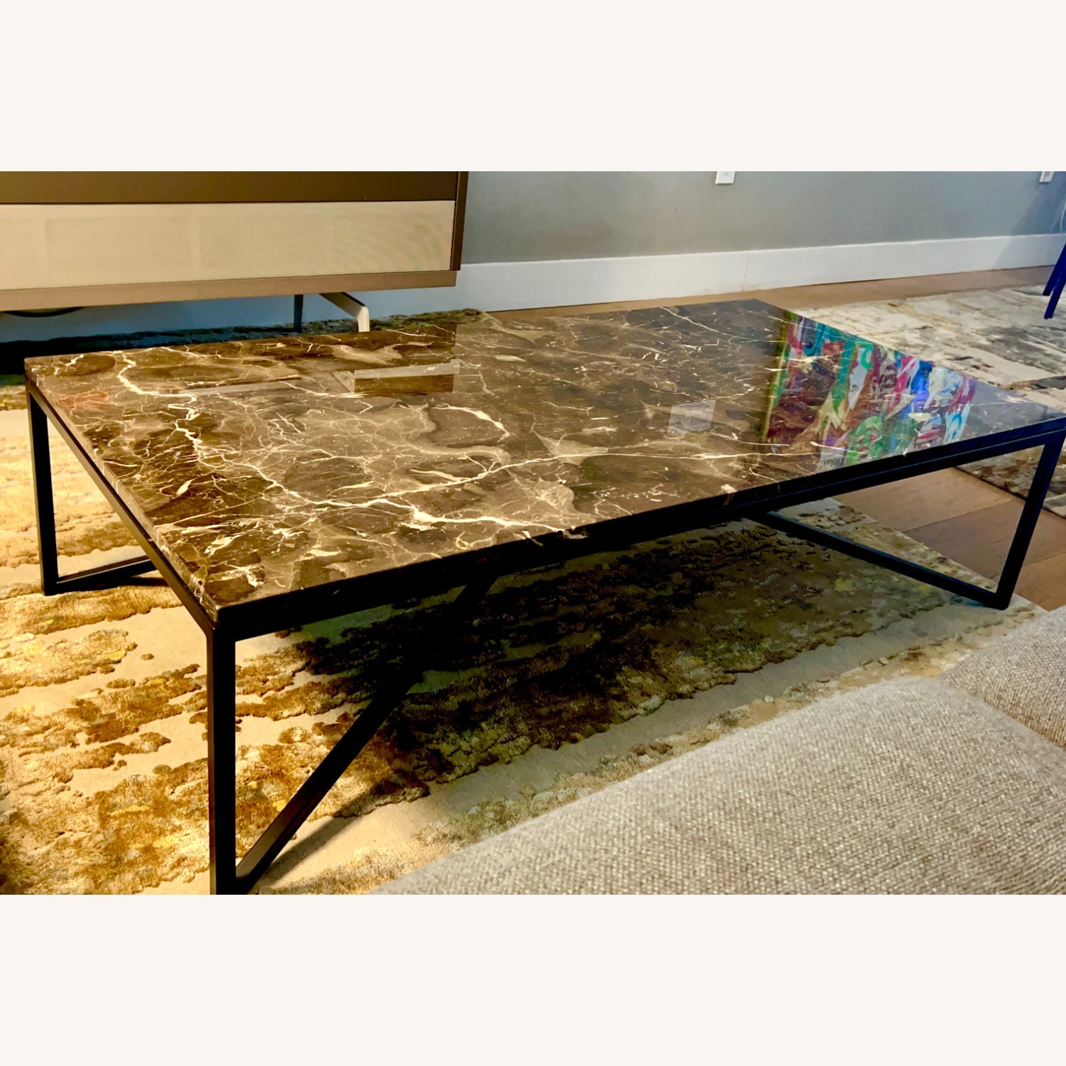 Natuzzi Dark Titano Central Brown Marble Coffee Table - image-5