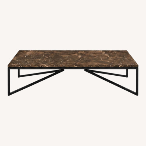 Used Natuzzi Dark Titano Central Brown Marble Coffee Table for sale on AptDeco