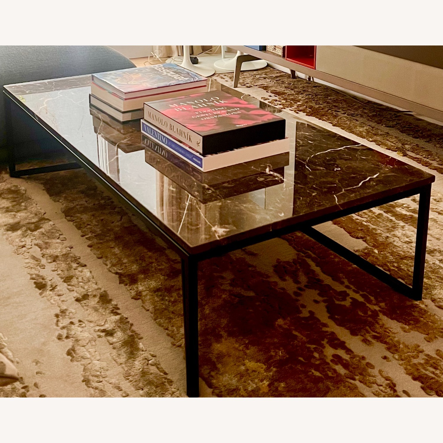 Natuzzi Dark Titano Central Brown Marble Coffee Table - image-7