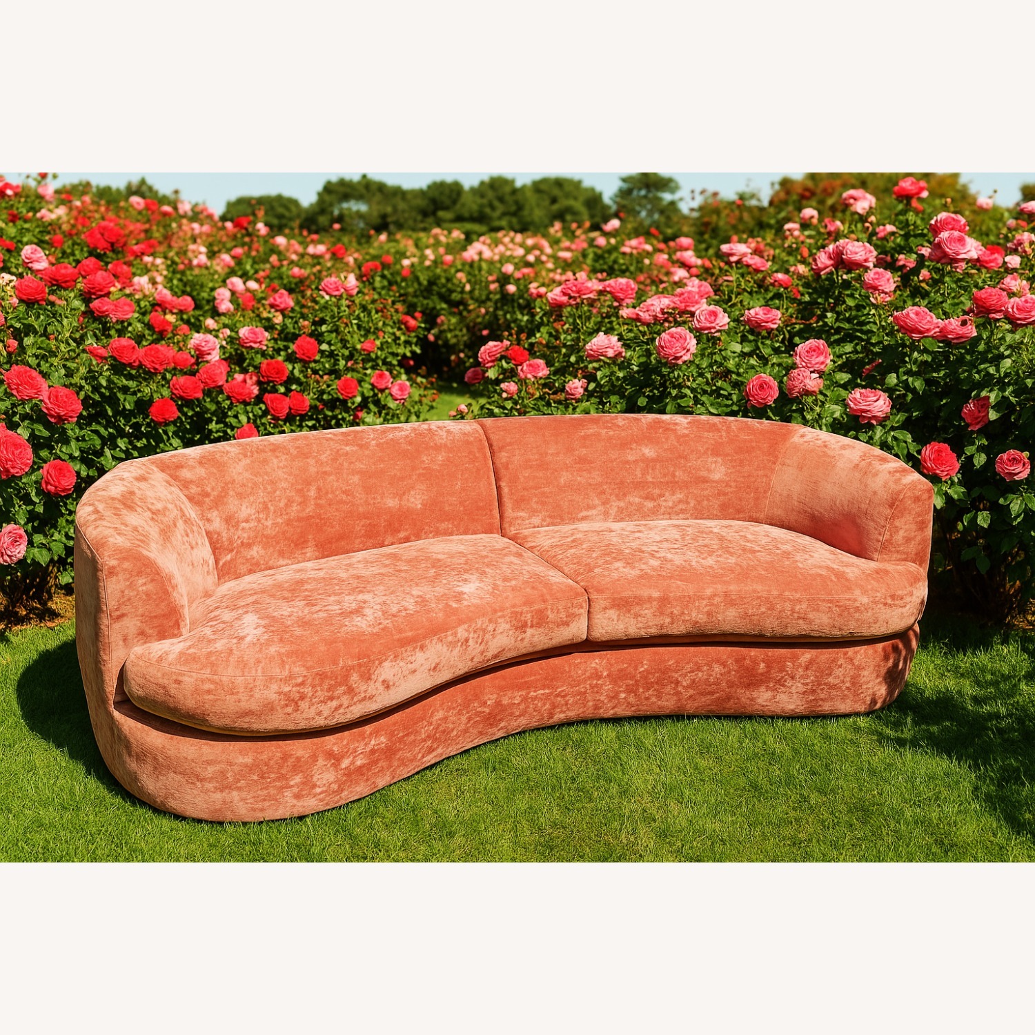 Modernism Design Pink Fabric 2 Seater Sofa - image-1