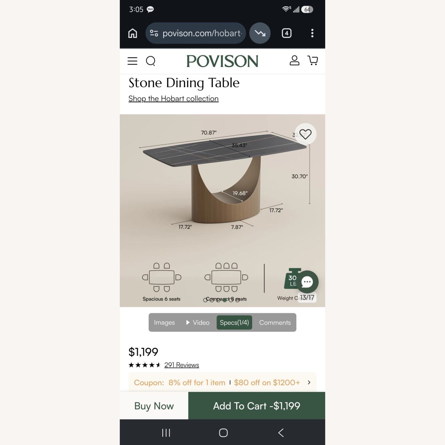 Povision Black Stone Dining Table - image-4