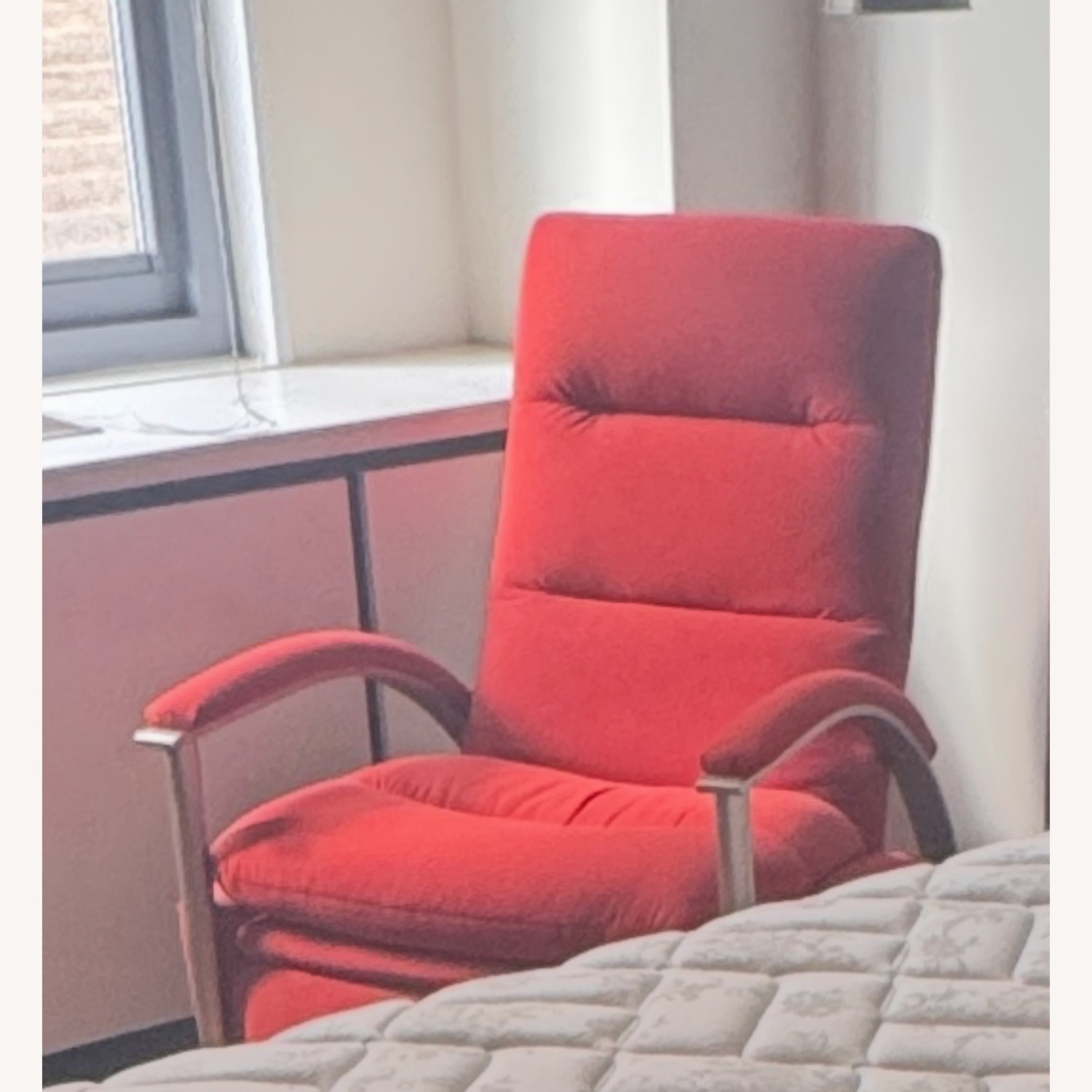 Ethan Allen Custom Red Suede Recliner - image-1