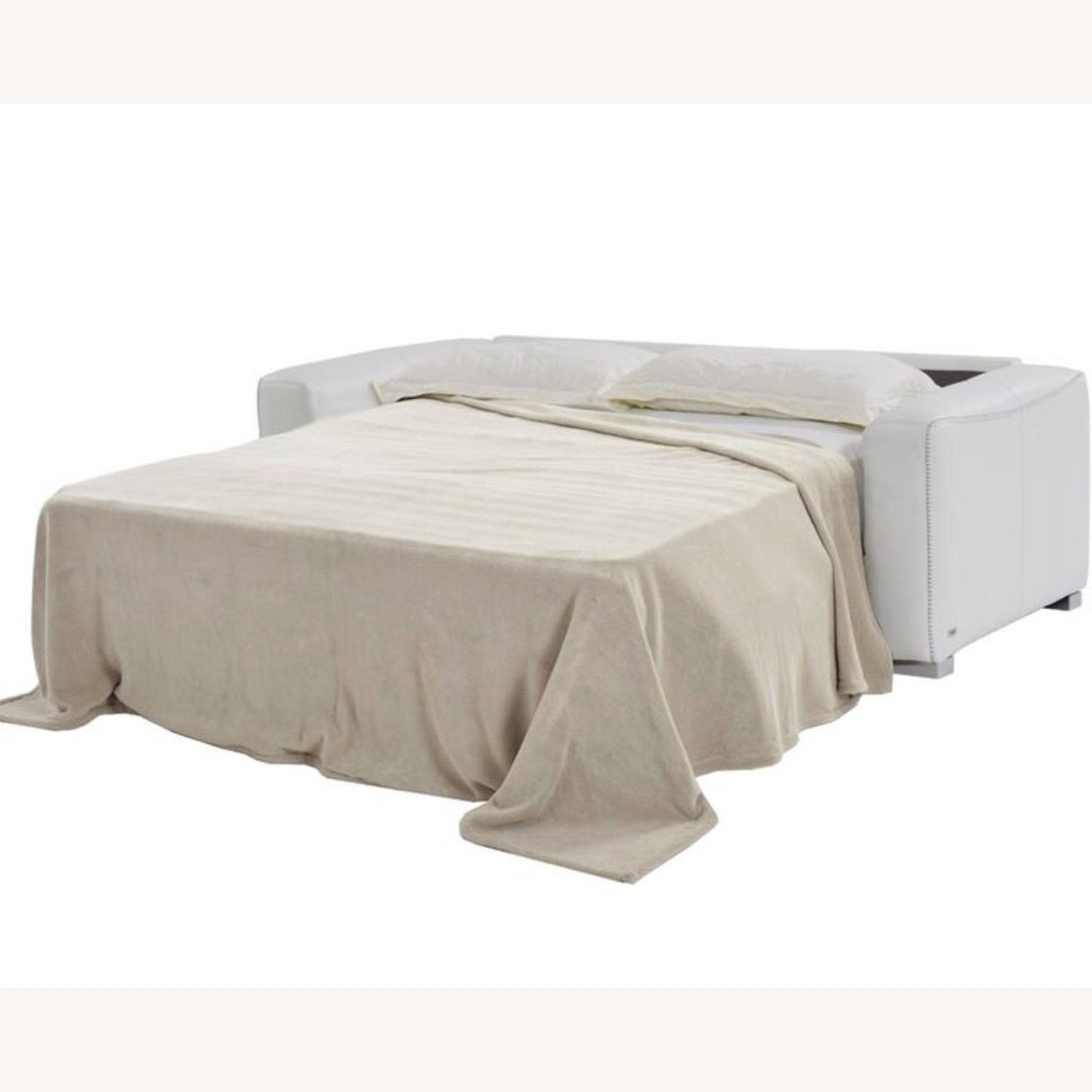 White Leather Sleeper Sofa - image-5