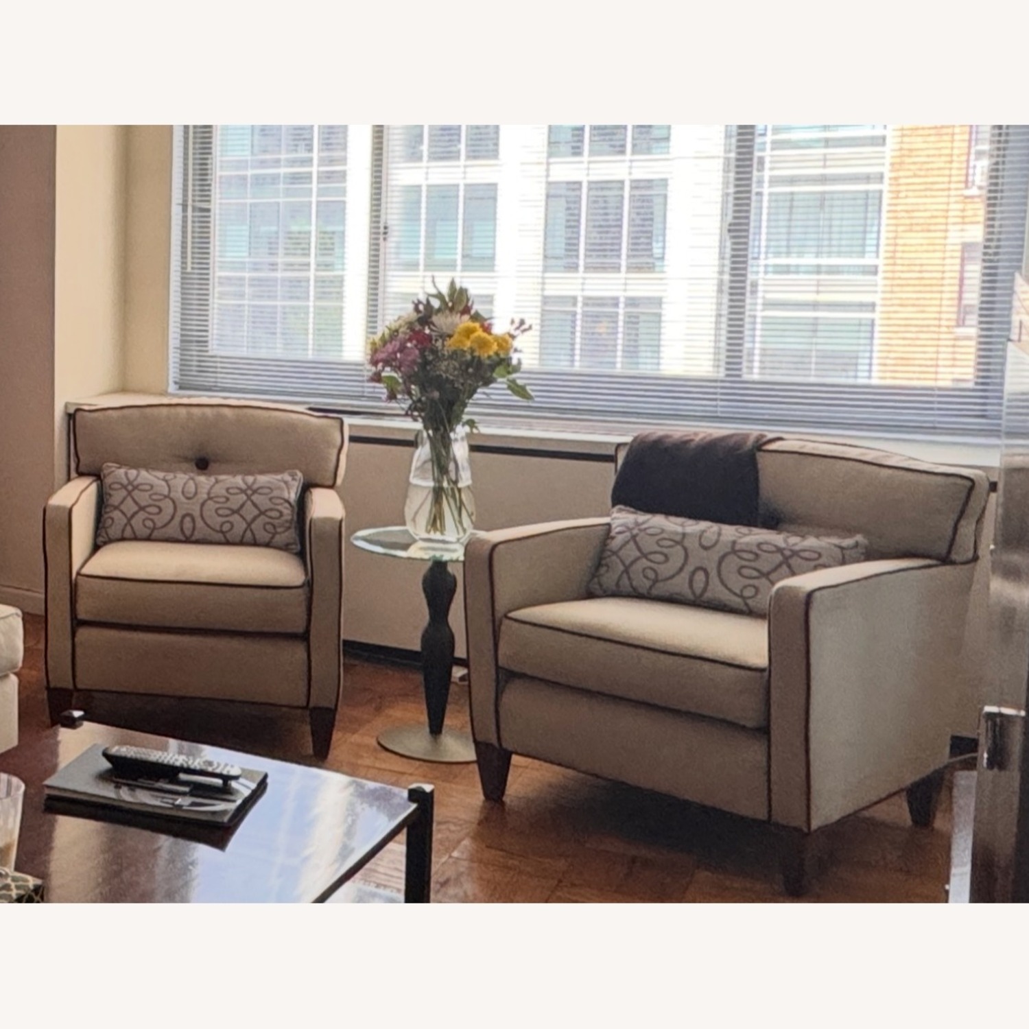 Ethan Allen Natural Fabric Accent Chairs - image-1