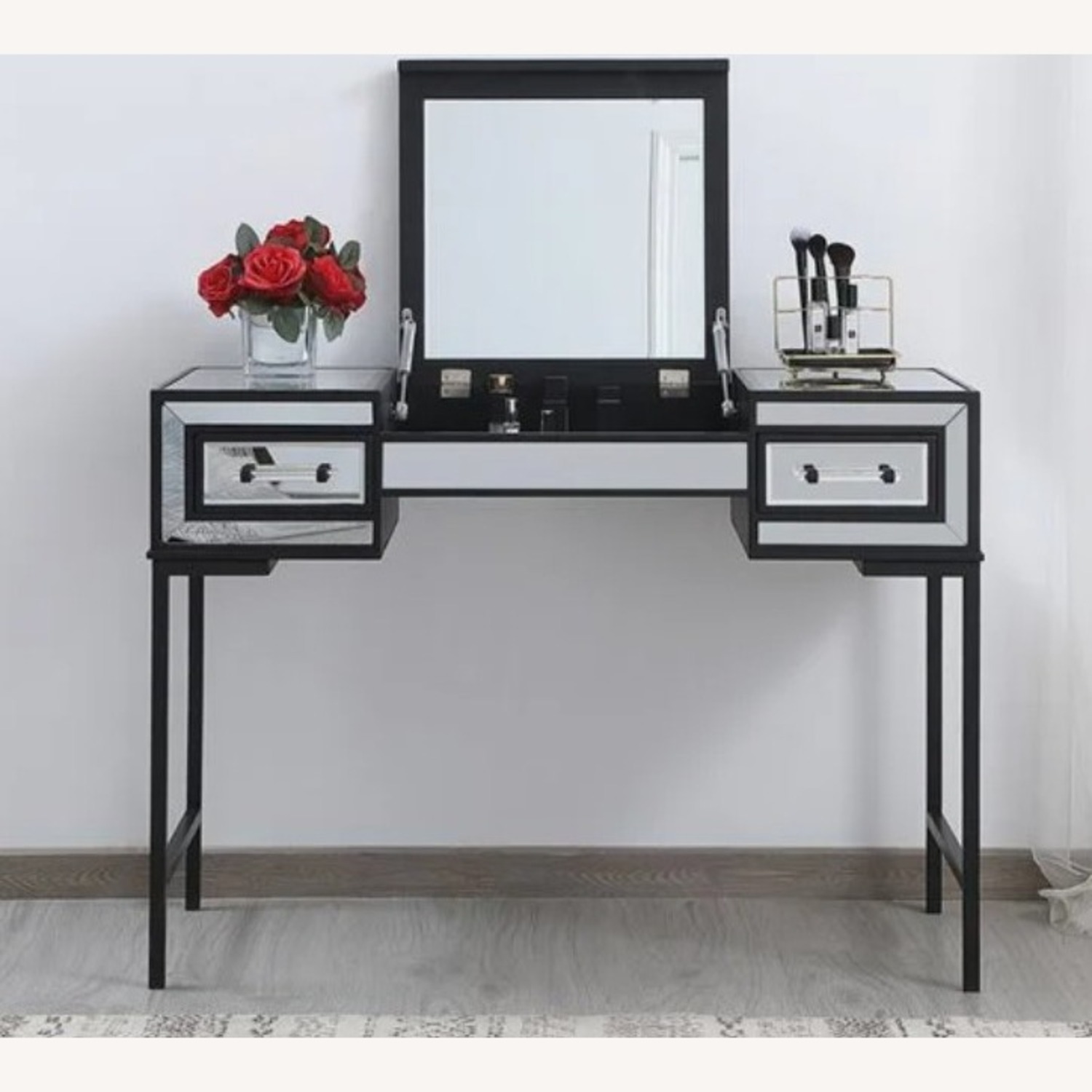 Amazon Mirrored Flip Top Vanity Table - image-1