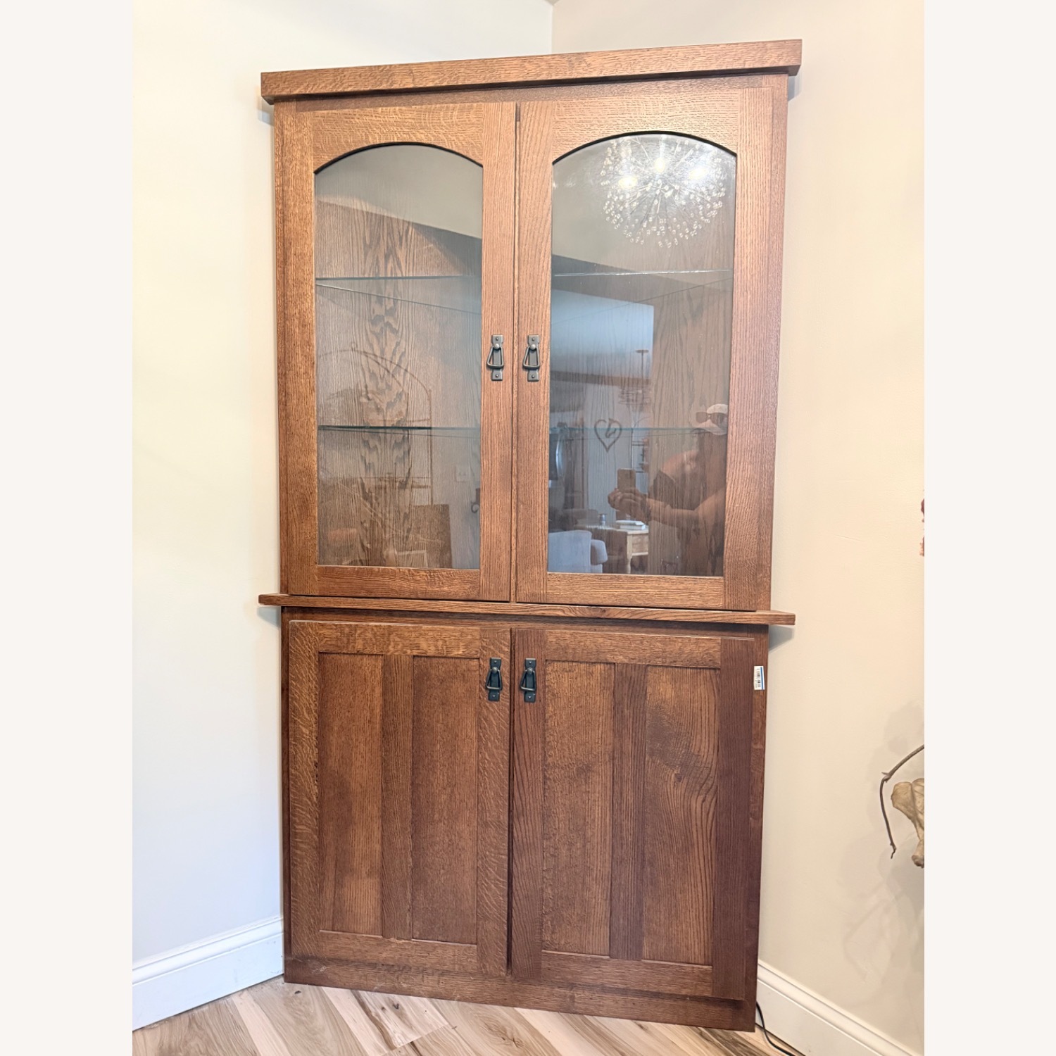 Dark Brown Wood Corner Wall Unit - image-2