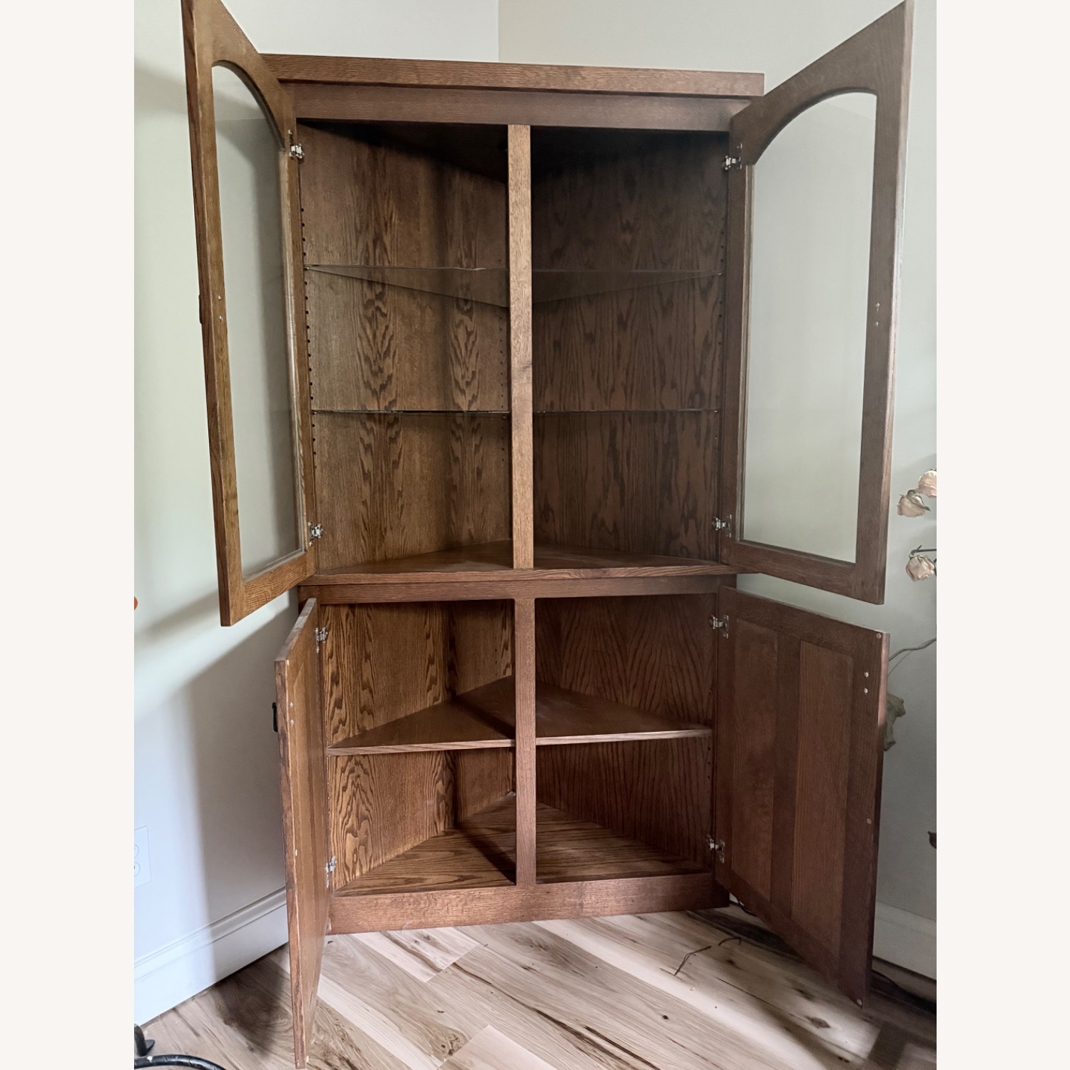 Dark Brown Wood Corner Wall Unit - image-3