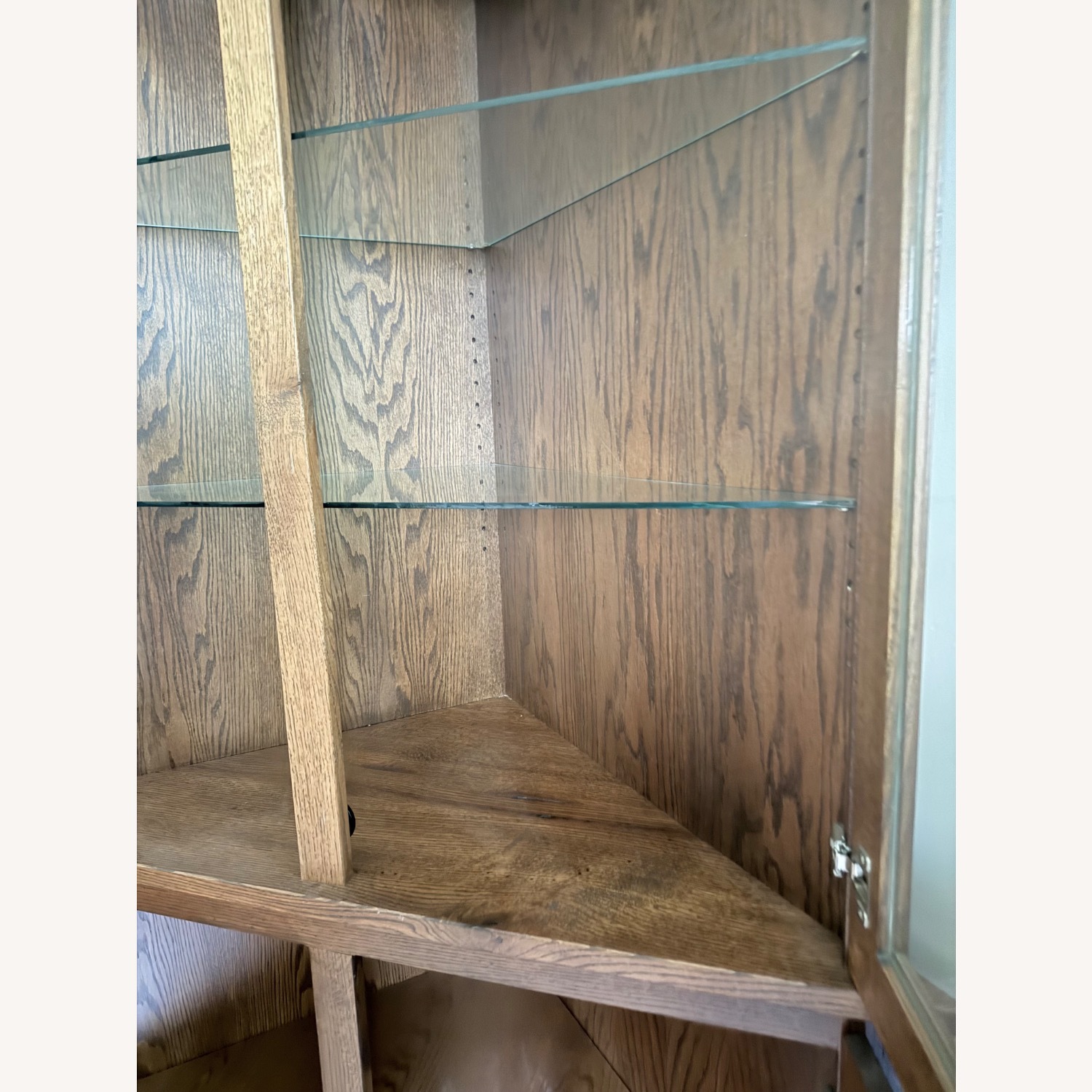 Dark Brown Wood Corner Wall Unit - image-7