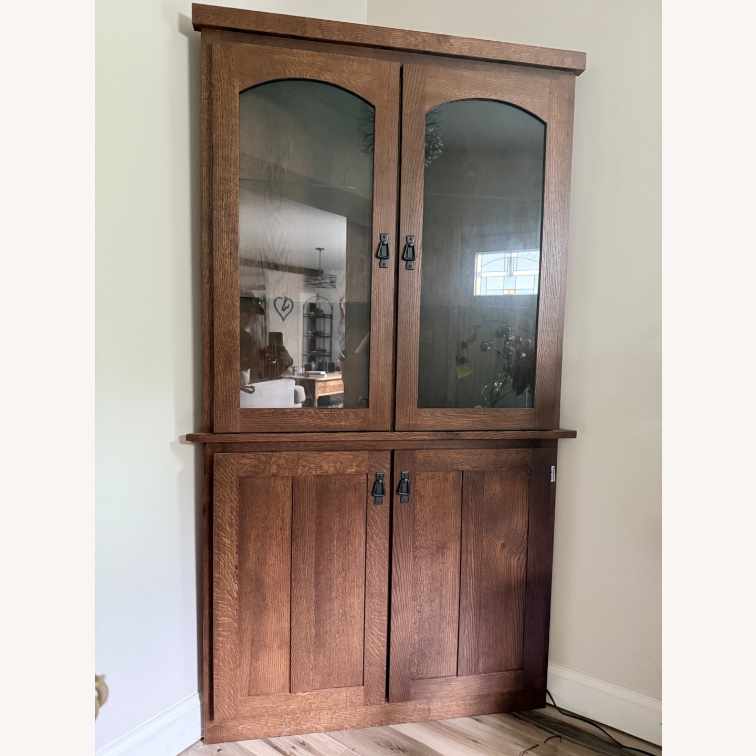 Dark Brown Wood Corner Wall Unit - image-1