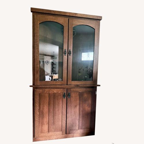 Used Dark Brown Wood Corner Wall Unit for sale on AptDeco