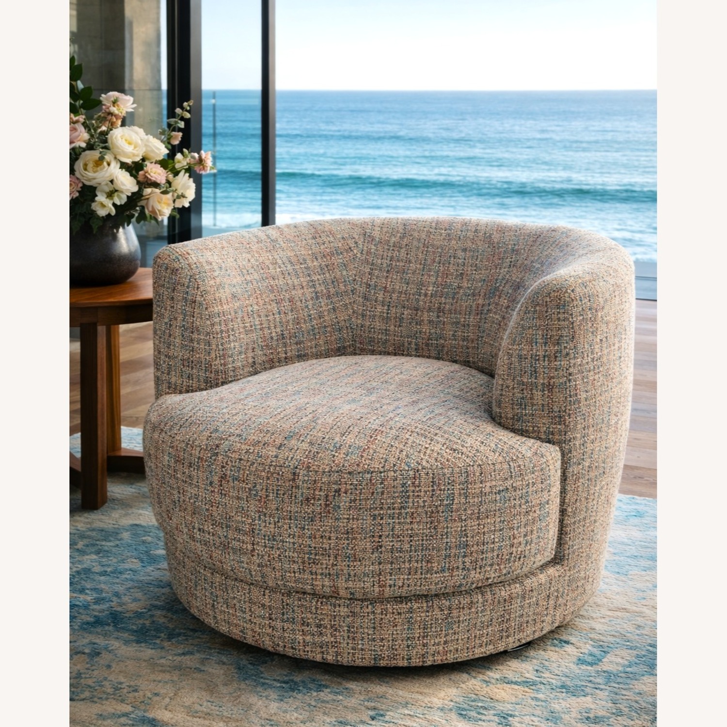 Modernism Design Light Gray Fabric Accent Chair - image-1