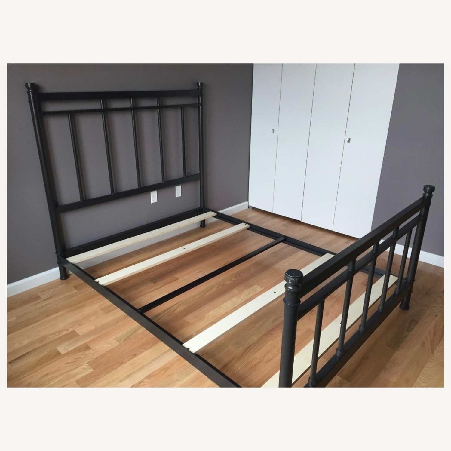 Crate & Barrel Black Metal Queen Bed - image-1