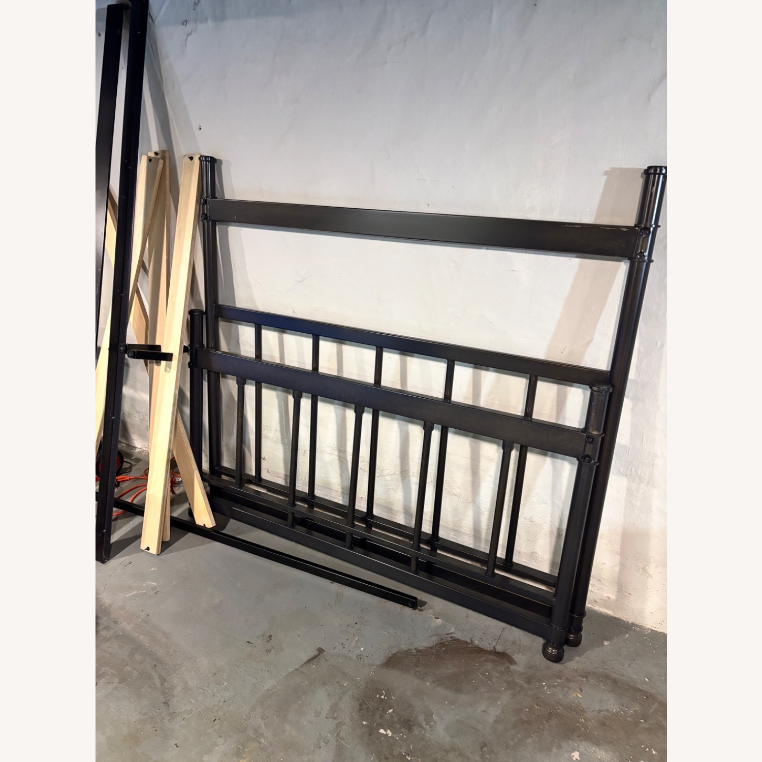 Crate & Barrel Black Metal Queen Bed - image-4