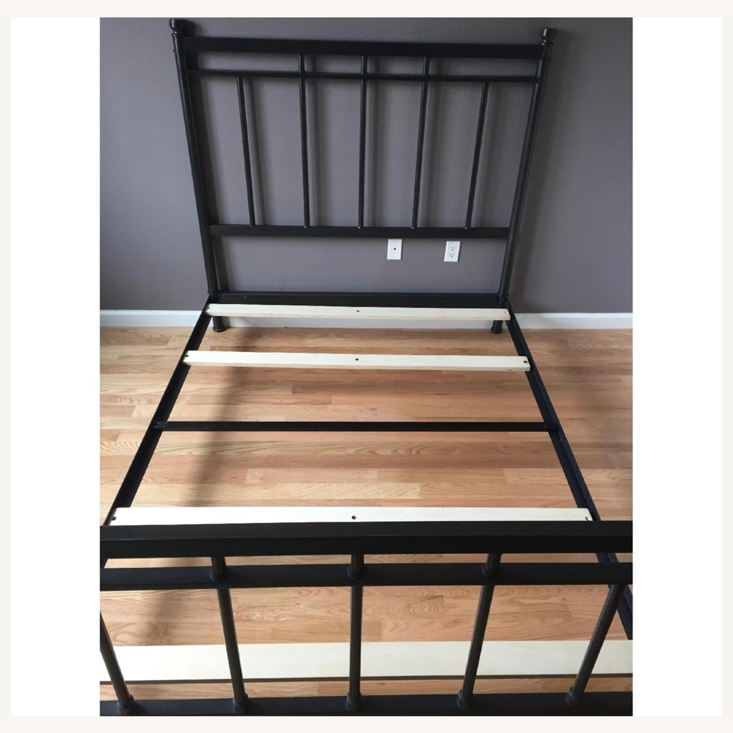 Crate & Barrel Black Metal Queen Bed - image-2