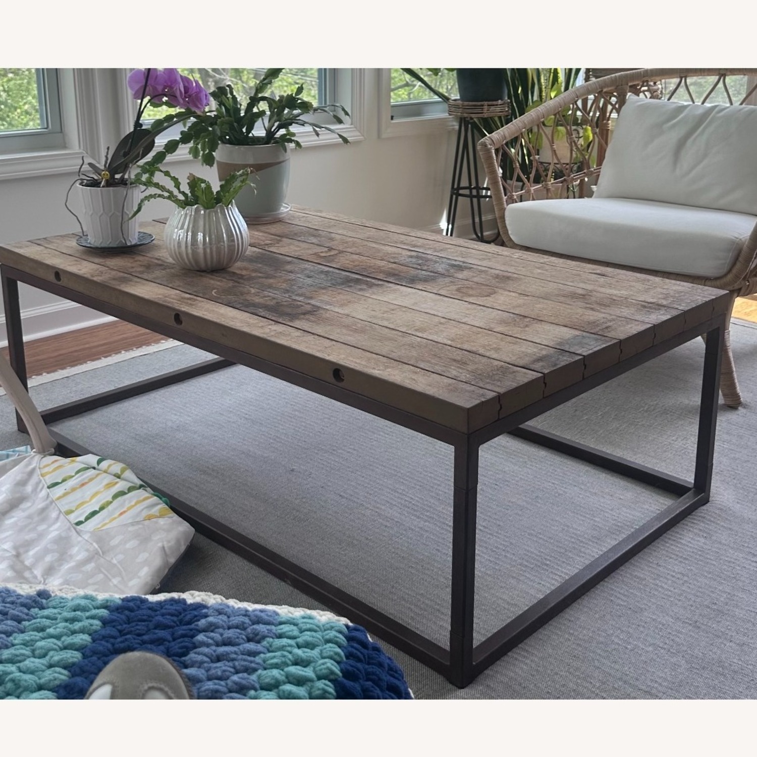 Restoration Hardware Brickmakers Natural Wood Coffee Table - image-1
