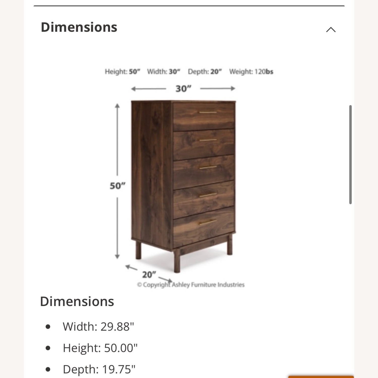 Ashley Furniture Dark Brown Wood Dresser - image-3